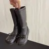 Outono 2026 Novas Botas Longas de Couro com Laço para Meninas Estilo Coreano Simples Elegante Cor Sólida Moda Infantil Botas Individuais