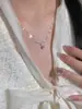 Colar Estrela de Zircônia Rosa Azul Estilo Coreano com uma Vibe Doce e Cool, Corrente de Clavícula Suave e Delicada, Joia de Luxo Leve