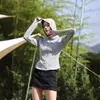 Roupa de Proteção Solar para Mulheres, Jaqueta com Capuz Respirável de Seda Gelada para o Verão, Roupa de Proteção Solar, Cobertura Protetora Solar Anti-UV