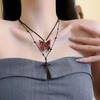Colar com Pingente de Borboleta Cruzada de Cristal Design Doce Cool Luxo Leve Moda Elegante Personalidade Corrente de Suéter Empilhada Corrente Tendência
