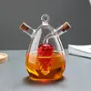 Botella de Aceite de Doble Propósito con Tapón de Corcho, Vidrio Transparente, Sellada para Uso Doméstico, Botella Creativa de Salsa de Soja y Vinagre para Cocina, Botella de Condimento, a Prueba de Fugas
