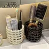 Cubo de almacenamiento calado, organizador de escritorio para toallas faciales, brochas de maquillaje, cepillos de dientes, pasta de dientes y artículos de tocador, estante de almacenamiento