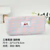 Estilo Japonés Simple Portátil Cuadros Ins Lindo Triangular Estuche para Lápices para Estudiantes de Primaria y Secundaria Compacto Creativo Bolsa de Almacenamiento para Papelería