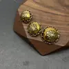 Lado de la Cadena Doble León Metal Botón Simple Abrigo de Punto Lana Abrigo Decorativo Todo Fósforo Hebilla Cosida a Mano