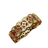 Anillo de Dinero de Rubí Chino Nuevo Vintage de Lujo Ligero Microincrustado Hueco Personalidad Estilo Nacional Exquisito Único Anillo Versátil