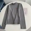 Camiseta de Manga Larga con Bordado de Poni, Cuello Medio Alto, Forro Polar Cálido, Gama Alta, Popular como Prenda Base para Otoño e Invierno