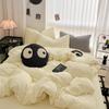 Juego de Cama de Cuatro Piezas Estilo Lujo Ligero Sábana de Algodón Lavable Funda de Edredón Ropa de Cama Doméstica Dormitorio Juego de Cama de Tres Piezas Color Sólido