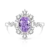 Anel de Gema Colorida Flor de Gelo Cortada Ovo de Pombo para Mulheres, Anel em Forma de Ovo de Diamante de Carbono Elevado Galvanizado a Ouro Real, Dropshipping de Peça Única