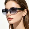 Óculos de Sol Ovais Sem Aro para Chuva para Homens e Mulheres, Punk Personalizado Peça Única Degradê Óculos de Sol para Proteção Solar ao Ar Livre Sunglass