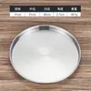 Prato redondo de aço inoxidável coreano prato redondo comercial bandeja plana dourada fundo plano espessada pele fria gong gong prato de macarrão de arroz prato para cozinhar no vapor prato de vegetais