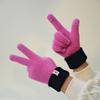 Luvas de Tricô Coloridas Dopamina Estilo Coreano de Inverno com Punho Longo e Espesso para Mulheres Dedo Outdoor Equitação Tela Sensível ao Toque Quente