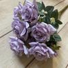 Ornamento Decorativo de Buquê Simulada Rosa de Canto Pequeno com 9 Cabeças Casamento Caminho Leading Fileira de Chão Casa Flor Falsa Fotografia Plantas Verdes Adereços