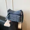 Bolsa Transversal Jeans Vintage para Mulheres, Bolsa de Ombro Casual Versátil com Camadas e Gatinho Bordado, Bolsa Quadrada Pequena com Múltiplos Bolsos 2026