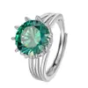 Anéis Flor de Botão Coloridos Transfronteiriços, Anéis de Diamante Azul-Esverdeado Paraíba de Imitação, Anéis de Lótus com Diamante Amarelo de Alto Carbono, Brincos, Pingentes Atacado