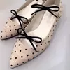 Zapatos Mary Jane de Lunares Franceses con Lazo para Mujer 2025 Verano Nuevo Estilo con Falda Punta Aguda Dulces Zapatos de Tacón