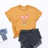 Comércio Exterior Páscoa Top Feminino Feliz Dia de Páscoa Camiseta com Estampa de Coelho Festival Europeu e Americano Manga Curta