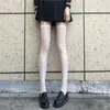 Meias Jk para Mulheres, Estilo Japonês Fofo de Seda Branca, Seda Preta Ultrafina, Meias Longas Pretas Brilhantes com Renda e Óleo de Cavalo