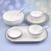 Juego de Platos y Tazones para Uso Doméstico Modelo Nuevo 2025 Estilo Nórdico Moderno de Moda Ins Lujo Ligero Minimalista Moderno Apto para Microondas