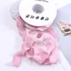 1 Gasa para Oreja Cola de Pez Pequeña Fresca Cinta Plegada Borde Ondulado Gasa con Flores Materiales de Empaque Cinta para Ramo Al por Mayor
