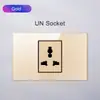 Llave de acero 118 vidrio templado interruptor de un polo dos tiros enchufe 20A enchufe universal estándar americano británico europeo