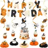Decoraciones para pastel de cumpleaños festivo de Amazon, pancarta de letras temática de Halloween, banderín de tirar, juego de banderines colgantes en espiral