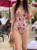 Nuevo Traje de Baño 2025 para Mujer, Sexy de Alta Gama con Escote Halter Estampado de una Pieza para Pecho Pequeño Aspecto Adelgazante para Baños en Aguas Termales y Hermosas Vacaciones en la Playa
