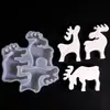 Diy3 Molde de Reno Navideño Adornos para Velas Tres Ciervos Consecutivos Adornos de Decoración Navideña Molde de Yeso Silicona
