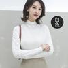 Nova T-shirt modal de gola alta meia manga para Primavera e Outono, feminina, slim fit, gola de pelúcia, peça única, entrega
