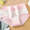 Ropa interior para niña Linda Estudiante Femenina Algodón Puro Cintura Media-Alta Shorts Triángulo Escuela Secundaria Secundaria Chica Talla Grande Calzones