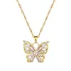 [Acero de titanio] Collar de lujo con mariposa de diamantes para banquetes de boda transfronterizos, cadena de clavícula a juego para celebrantes de Internet para mujeres, acero de titanio
