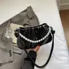 Bolsas para Mujer Transfronterizas 2026 Nuevos Bolsos Versátiles Bolsos de Hombro para Mujer Bolsos Cruzados Bolsos de Nube Plegados con Perlas