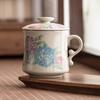 Taza de Cerámica Ru Kiln con Tapa, Taza de Té Personal Integrada con Separación de Té y Agua en Forma de Media Luna
