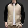 Chaqueta polar de grano austriaco con costuras de color en contraste para hombre, otoño e invierno, nueva y a la moda, cálida, elegante y sencilla.