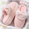 Pantuflas de Algodón Felpa para Mujer Invierno 2025 Nuevas para Interior del Hogar Suela Gruesa Antideslizante Moño Cálido Zapatos Peludos
