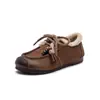 Jiezu 2025 Inverno Novo Estilo Forrado com Lã Quente Cadarço Casual Sapatos de Algodão Estilo Retrô Bico Redondo Camurça Camurça Sapatos Femininos