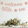 Bienvenido Pequeño decoración para fiesta de cumpleaños de bebé de 1 año banderín de tirar pancarta para fiesta de revelación de género