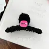 Pinza de Pelo de Felpa con Letra para Otoño e Invierno, Pasador Dulce con Cara Sonriente, Pinza de Tiburón para Peinado Recogido en la Parte Trasera de la Cabeza, Adecuado para Cabello Grueso, Accesorio para el Cabello para Mujeres