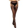 Medias de Rejilla de Tubo Largo con Entrepierna Abierta Geométricas de Jacquard Europeas y Americanas para Mujer, Medias Liguero Rayadas Negras, Piernas Hermosas