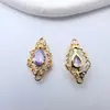 Pingente de Zircônia Microcravejado Banhado a Ouro Acessórios de Joias Cor Duradoura Recortado Gota d'Água Conexão Dupla Pendente Acessórios para Joias DIY