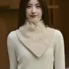Cuello tubular de punto para mujer en cachemira, de dos hebras, color liso, jacquard, cruzado en el cuello, nuevo estilo otoño e invierno, cómodo, versátil, a prueba de viento y protector del cuello