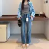 ¡El ajuste es perfecto! ¡Hace que tus piernas se vean más largas! Jeans de pierna recta, holgados y limpios, de tiro medio, elásticos en cuatro direcciones, con bordado de hilo de colores, pantalones de abuela para mujer