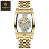 Moda Barril Engranaje de Motocicleta Tira Reloj Hueco Tourbillon Reloj de Cuero para Hombre Personalizado Impermeable Luminoso Transfronterizo