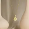 Colar Pingente Rosto Sorridente com Gotejamento de Óleo em Aço Inoxidável Banhado a Ouro 18K com Pedra Branca Pedra Olho de Tigre Pedra Sol para Mulheres, Presente Versátil para o Dia a Dia