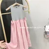 Vestido de Verano sin Mangas con Retazos Estilo Coreano para Niñas, Vestido de Longitud Media, Falda Abullonada de Cintura Alta, Vestido Largo Tipo Chaleco Estilo Vacaciones, Exportación