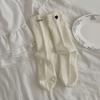 Calcetines para Mujer Lindos Bordados Letra Corazón Ab Calcetines a Media Pantorrilla Estilo Coreano Otoño e Invierno Calcetines Holgados Calcetines Grises Sin Costuras