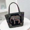 Comercio Exterior al por Mayor Nuevo Bolso Étnico de Elefante Matai para Mujer Bolso de Mano Simple para el Trabajo Bolso de Lona Bordado Bolso Pequeño Transfronterizo