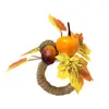 Anillo para Servilleta de Calabaza Artificial de Acción de Gracias Decoración de Mesa Anillo para Servilleta de Hoja de Arce Amarilla