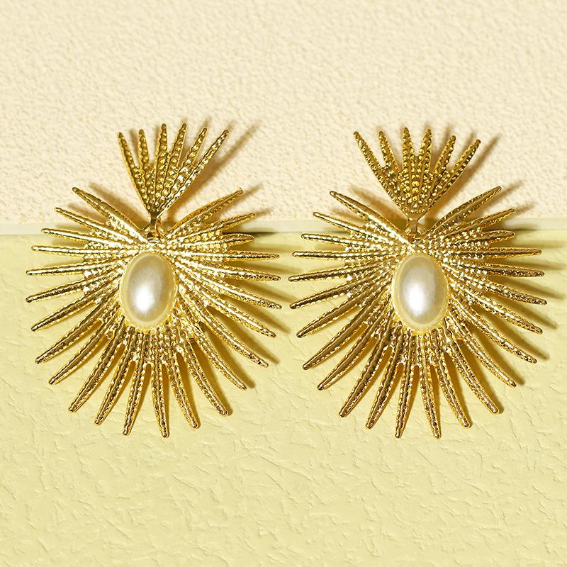 修1扇形叶子椭圆珍珠爱心造型耳钉