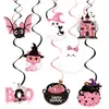 Set de Decoración para Fiesta Rosa de Halloween Transfronteriza Guirnalda de Fantasma Bruja Decoraciones Colgantes Espirales para Halloween