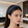 Faixa de Cabelo Fina Azul Tecido Estilo Coreano com Toque de Luxo, Presilha de Cabelo Sensível à Pressão, Faixa de Cabelo com Esponja de Coroa Alta, Acessório de Cabelo para Afinar o Rosto para Mulheres